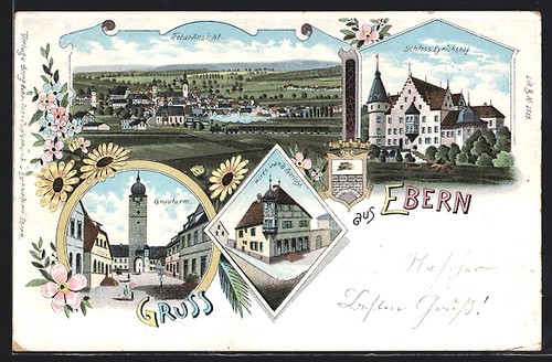 Lithographie ebern altes - ebern,,