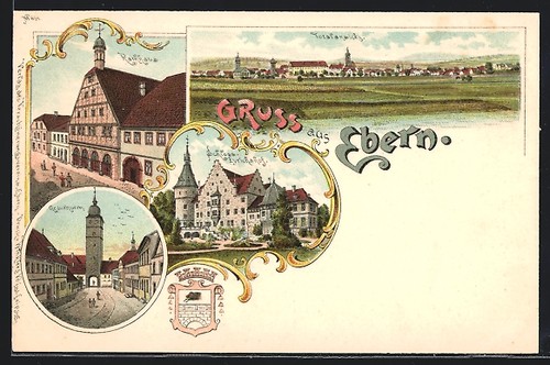 Lithographie ebern rathaus - ebern,,